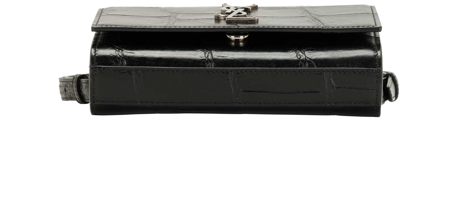 Croc Embossed Kate Belt Bag, &pound;450, Handbags, Black, Leather, Top view
